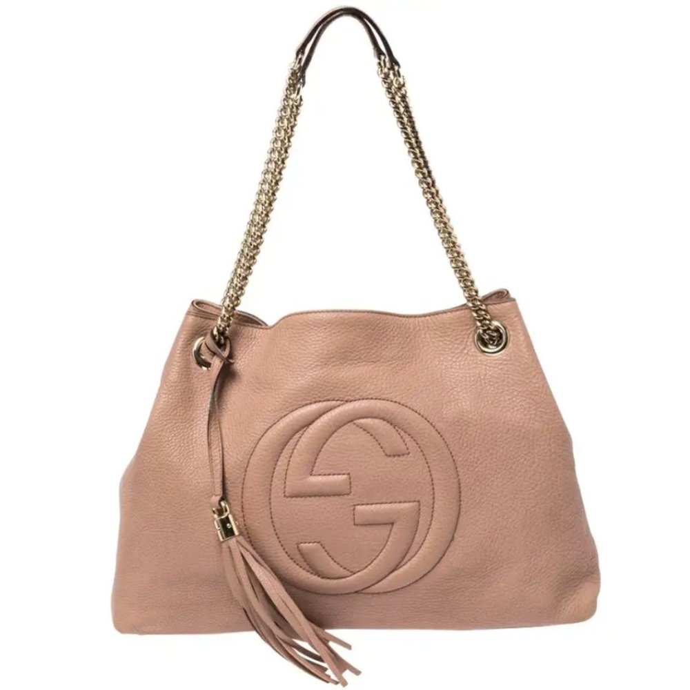 Gucci Pink Leather Medium Soho Chain Tote